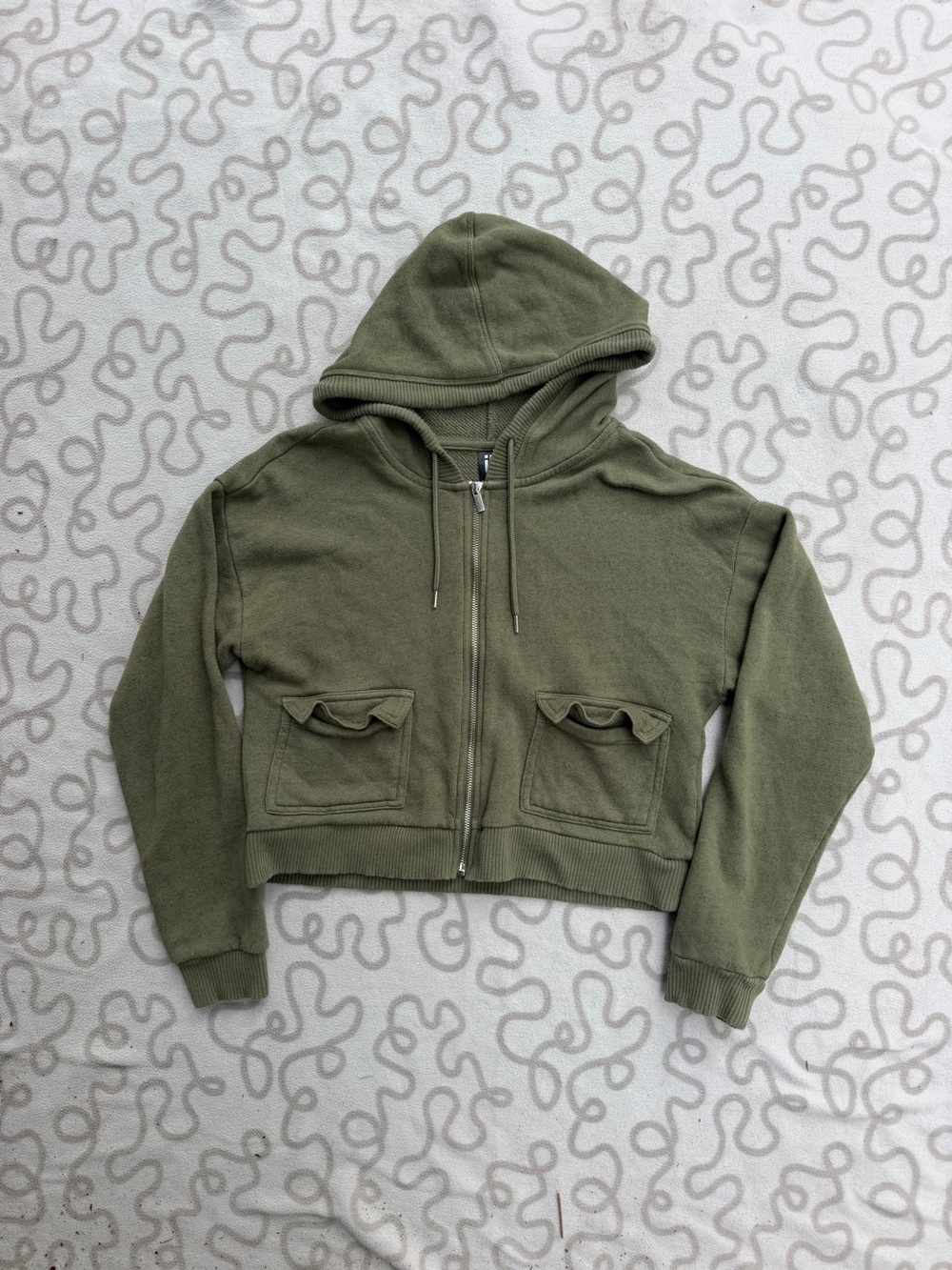 Ideology Olive Green Cropped Zip Hoodie